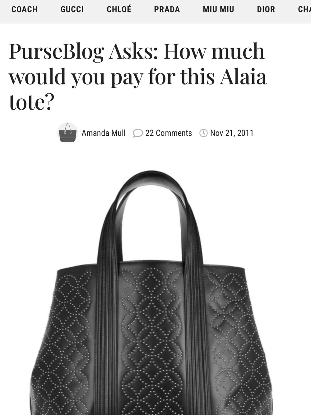 ALAIA Arabesque Black Studded Leather Tote Bag